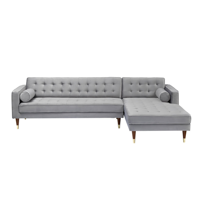 Somerset Velvet Mid Century Modern Right Sectional Sofa – Luxurious Comfort for Elegant Living