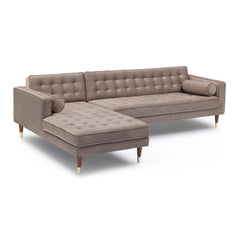 Somerset Velvet Mid Century Modern Right Sectional Sofa – Luxurious Comfort for Elegant Living