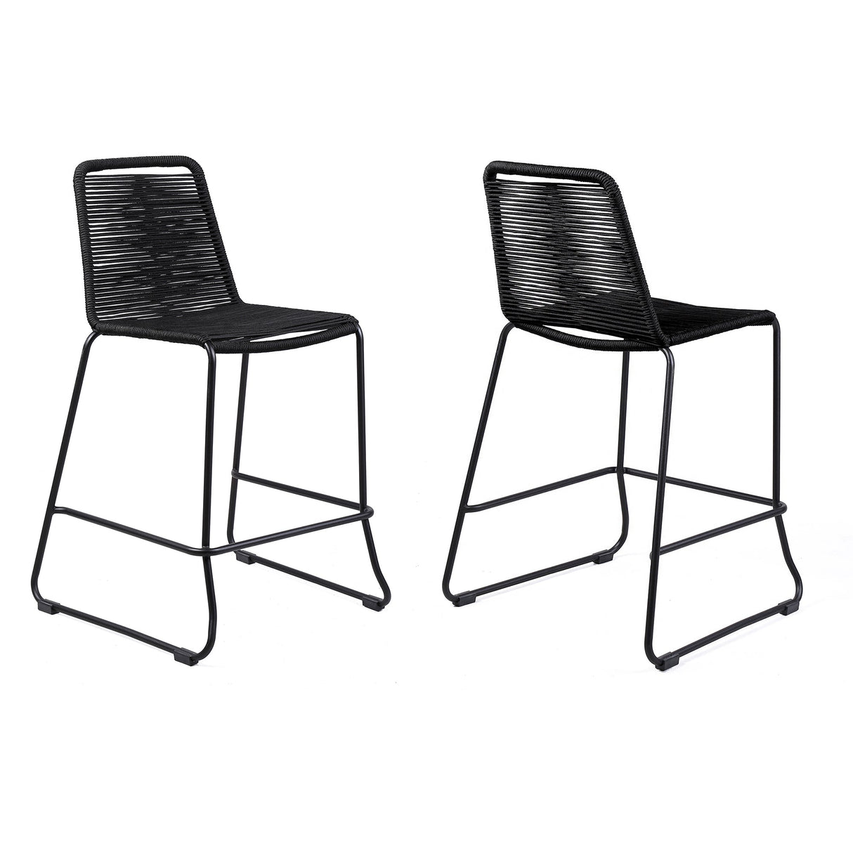 Shasta Outdoor Steel and Rope Stools, Set of 2 - Stylish, Stackable, and Perfect for Any Space!