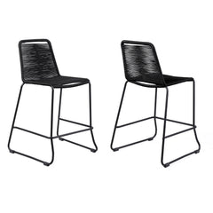 Shasta Outdoor Steel and Rope Stools, Set of 2 - Stylish, Stackable, and Perfect for Any Space!