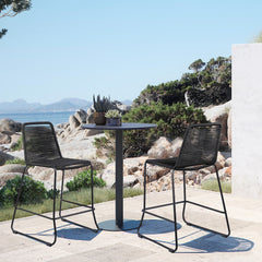 Shasta Outdoor Steel and Rope Stools, Set of 2 - Stylish, Stackable, and Perfect for Any Space!
