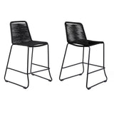 Shasta Outdoor Steel and Rope Stools, Set of 2 - Stylish, Stackable, and Perfect for Any Space!