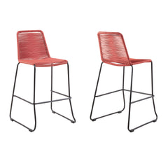 Shasta Outdoor Steel and Rope Stools, Set of 2 - Stylish, Stackable, and Perfect for Any Space!