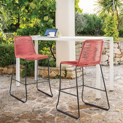 Shasta Outdoor Steel and Rope Stools, Set of 2 - Stylish, Stackable, and Perfect for Any Space!