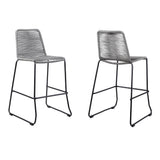 Shasta Outdoor Steel and Rope Stools, Set of 2 - Stylish, Stackable, and Perfect for Any Space!