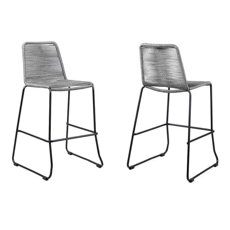 Shasta Outdoor Steel and Rope Stools, Set of 2 - Stylish, Stackable, and Perfect for Any Space!