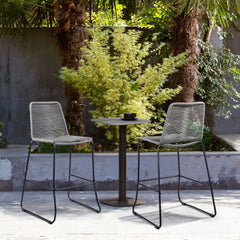 Shasta Outdoor Steel and Rope Stools, Set of 2 - Stylish, Stackable, and Perfect for Any Space!