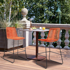 Shasta Outdoor Steel and Rope Stools, Set of 2 - Stylish, Stackable, and Perfect for Any Space!