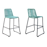 Shasta Outdoor Steel and Rope Stools, Set of 2 - Stylish, Stackable, and Perfect for Any Space!