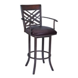 Tahiti Transitional Swivel Barstool in Auburn Bay with Faux Leather for Stylish Home Comfort