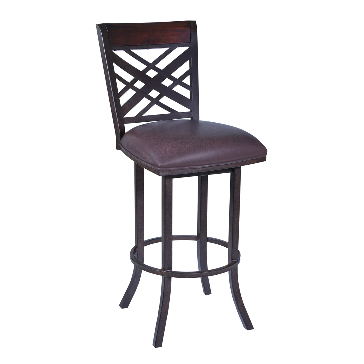 Tahiti Transitional Swivel Barstool in Auburn Bay with Faux Leather for Stylish Home Comfort