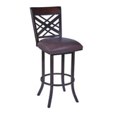 Tahiti Transitional Swivel Barstool in Auburn Bay with Faux Leather for Stylish Home Comfort