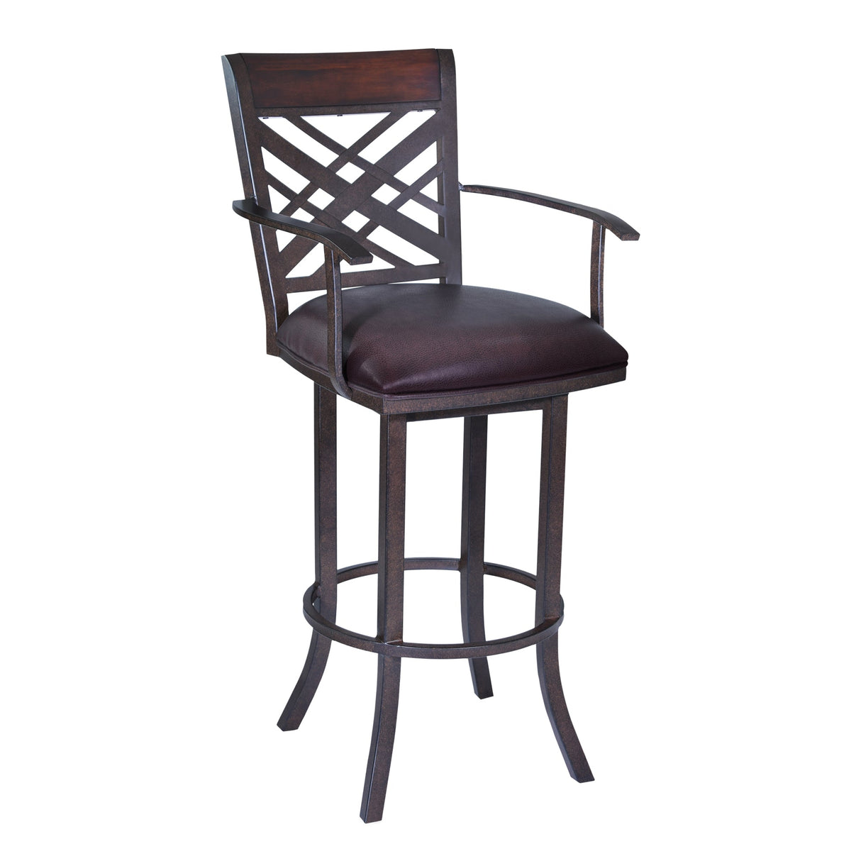 Tahiti Transitional Swivel Barstool in Auburn Bay with Faux Leather for Stylish Home Comfort