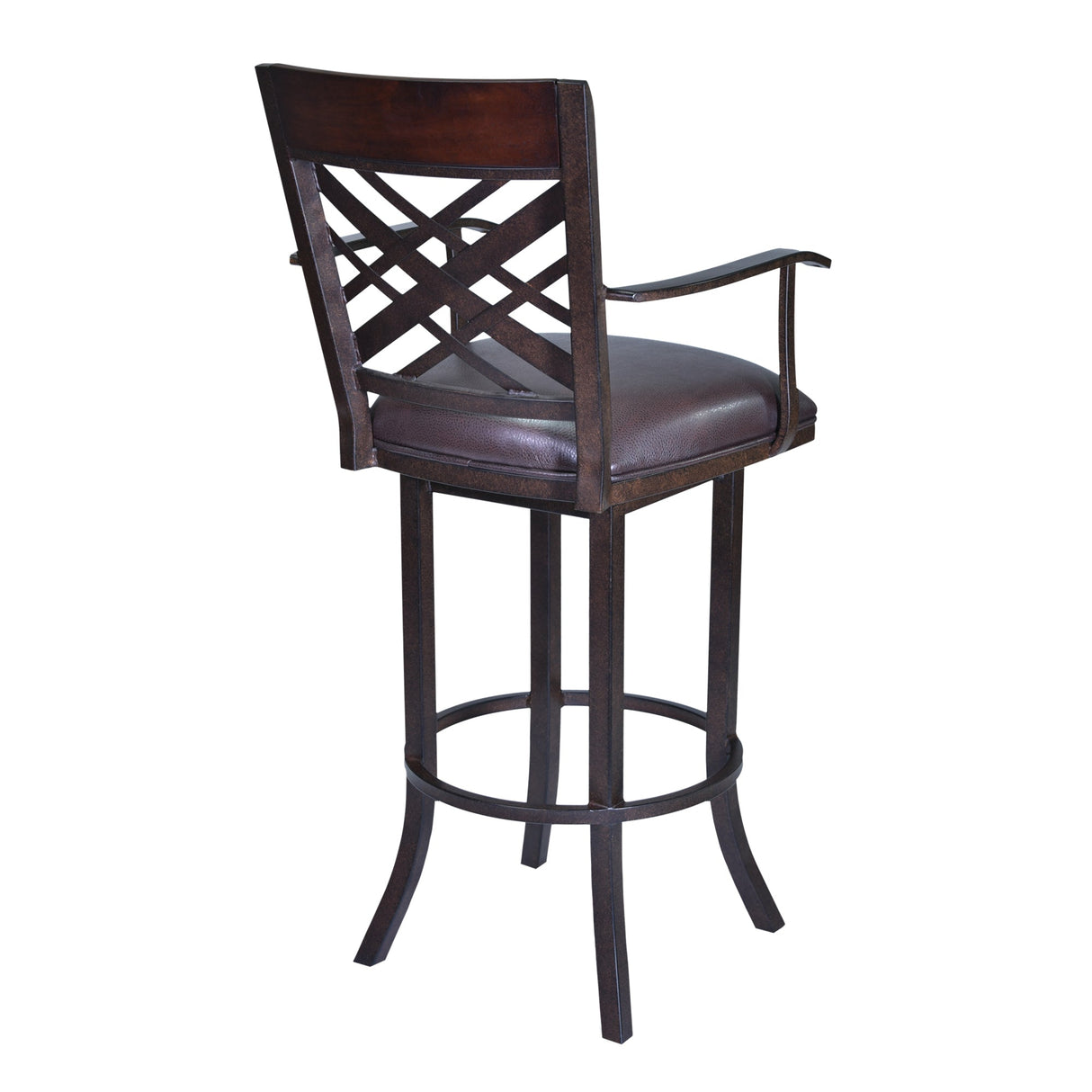 Tahiti Transitional Swivel Barstool in Auburn Bay with Faux Leather for Stylish Home Comfort