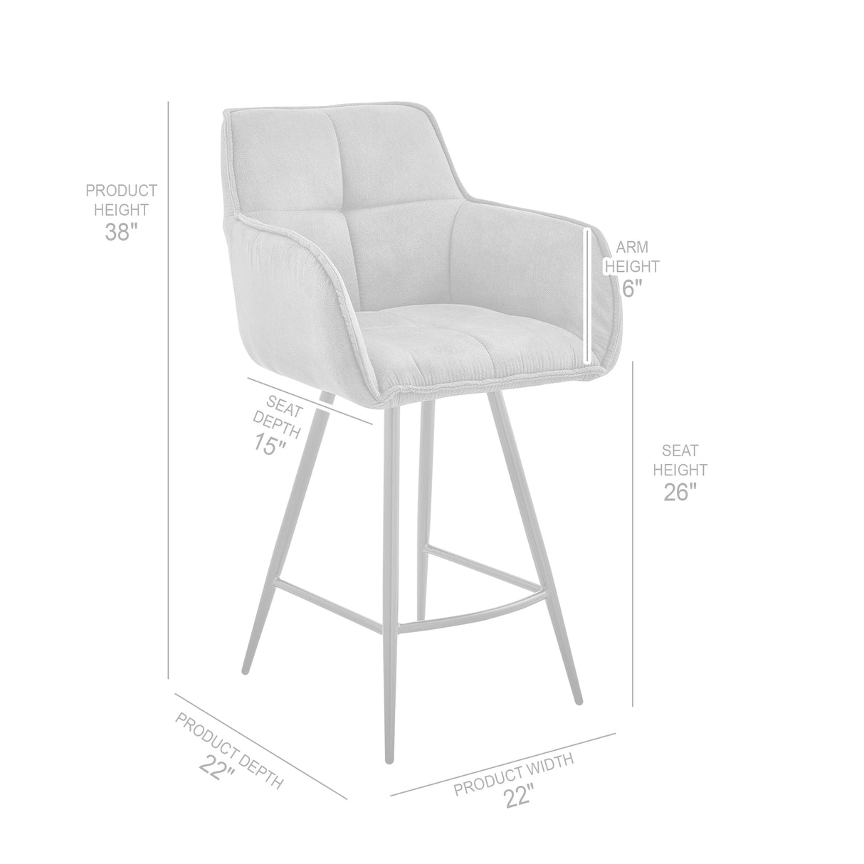 Verona Stylish Fabric Barstool - Modern Design, Comfortable Foam Cushion, Durable Metal Frame