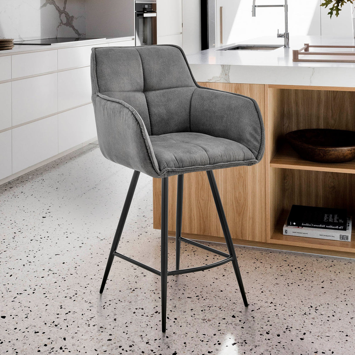 Verona Stylish Fabric Barstool - Modern Design, Comfortable Foam Cushion, Durable Metal Frame