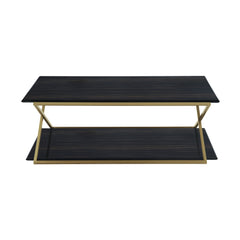 Westlake Dark Brown Wood Coffee Table with Dual Shelves - Stylish, Durable, and Fully Assembled!