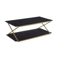 Westlake Dark Brown Wood Coffee Table with Dual Shelves - Stylish, Durable, and Fully Assembled!