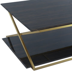 Westlake Dark Brown Wood Coffee Table with Dual Shelves - Stylish, Durable, and Fully Assembled!