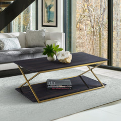Westlake Dark Brown Wood Coffee Table with Dual Shelves - Stylish, Durable, and Fully Assembled!