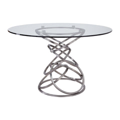 Wendy Round Dining Table - 48" Clear Glass Top with Sturdy Stainless Steel Base for Modern Elegance