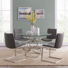 Wendy Round Dining Table - 48" Clear Glass Top with Sturdy Stainless Steel Base for Modern Elegance