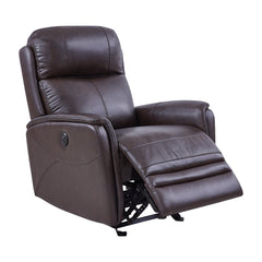 Wolfe Contemporary Power Recliner Chair with USB Charging, Top Grain Leather, and Stylish Design