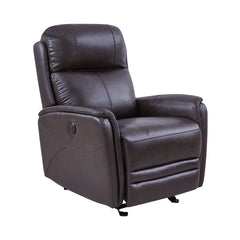 Wolfe Contemporary Power Recliner Chair with USB Charging, Top Grain Leather, and Stylish Design