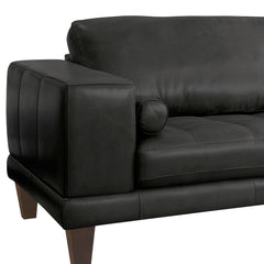 Wynne Contemporary Genuine Leather Sofa with Tufted Seat and Stylish Pillows for Modern Living Rooms