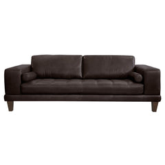 Wynne Contemporary Genuine Leather Sofa with Tufted Seat and Stylish Pillows for Modern Living Rooms