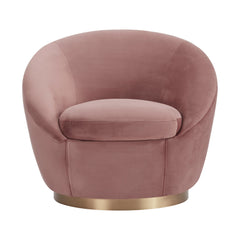 Yves Round Velvet Swivel Chair - Elegant 360-Degree Mobility, Soft Upholstery & No Assembly Needed