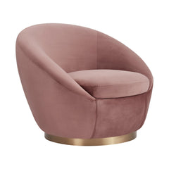 Yves Round Velvet Swivel Chair - Elegant 360-Degree Mobility, Soft Upholstery & No Assembly Needed