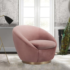 Yves Round Velvet Swivel Chair - Elegant 360-Degree Mobility, Soft Upholstery & No Assembly Needed