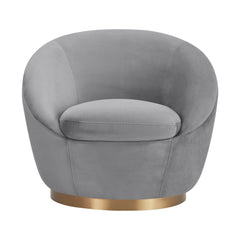Yves Round Velvet Swivel Chair - Elegant 360-Degree Mobility, Soft Upholstery & No Assembly Needed
