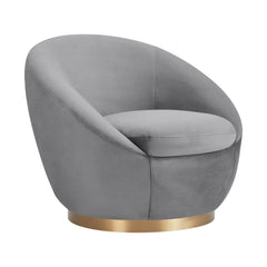 Yves Round Velvet Swivel Chair - Elegant 360-Degree Mobility, Soft Upholstery & No Assembly Needed