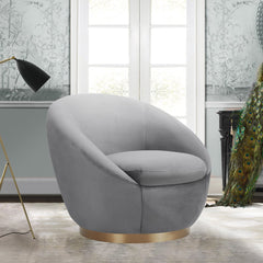 Yves Round Velvet Swivel Chair - Elegant 360-Degree Mobility, Soft Upholstery & No Assembly Needed
