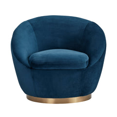 Yves Round Velvet Swivel Chair - Elegant 360-Degree Mobility, Soft Upholstery & No Assembly Needed