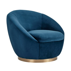 Yves Round Velvet Swivel Chair - Elegant 360-Degree Mobility, Soft Upholstery & No Assembly Needed