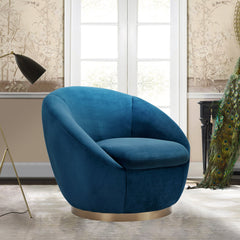 Yves Round Velvet Swivel Chair - Elegant 360-Degree Mobility, Soft Upholstery & No Assembly Needed