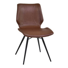 Zurich Contemporary Dining Chair Set of 2 in Matte Black Metal with Stylish Faux Leather Upholstery