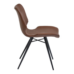 Zurich Contemporary Dining Chair Set of 2 in Matte Black Metal with Stylish Faux Leather Upholstery
