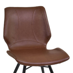 Zurich Contemporary Dining Chair Set of 2 in Matte Black Metal with Stylish Faux Leather Upholstery