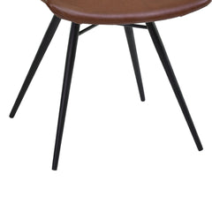 Zurich Contemporary Dining Chair Set of 2 in Matte Black Metal with Stylish Faux Leather Upholstery