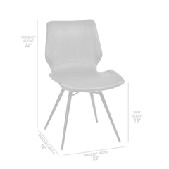 Zurich Contemporary Dining Chair Set of 2 in Matte Black Metal with Stylish Faux Leather Upholstery