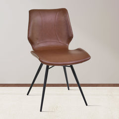 Zurich Contemporary Dining Chair Set of 2 in Matte Black Metal with Stylish Faux Leather Upholstery