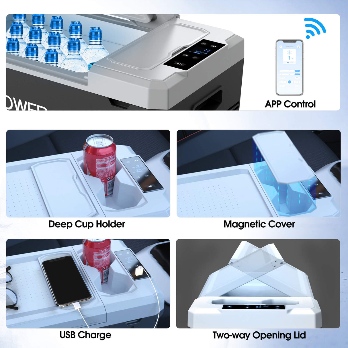 Mini Solar Powered Car Fridge Freezer, 19 Quarts