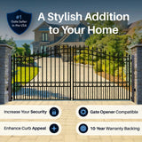 Aleko Steel Dual Swing Driveway Gate - LONDON Style - 16 x 6 Feet