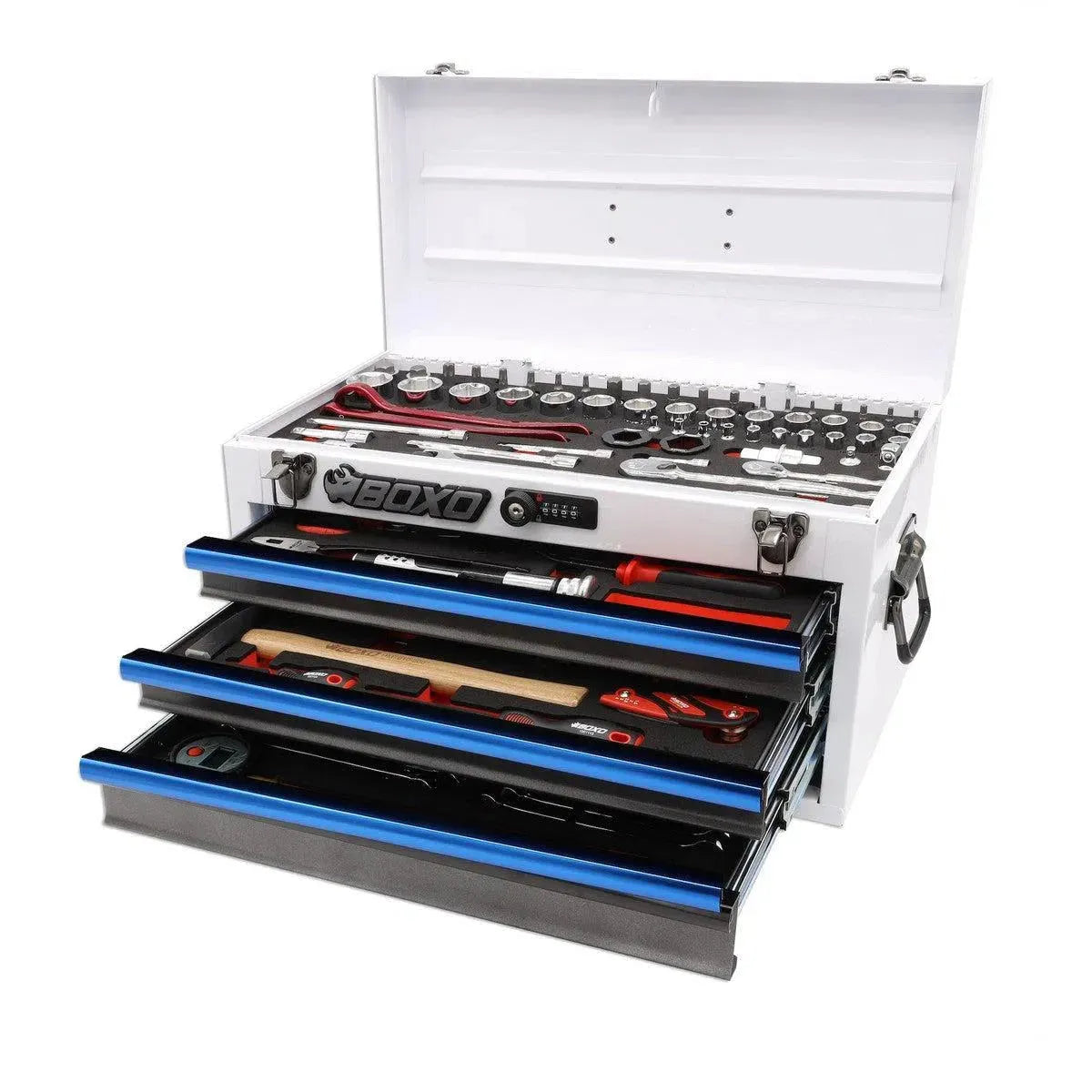 Boxo MotoBox | 103-Piece Metric Motorcycle 3-Drawer Hand Carry Tool Box