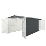 10'x20' Metal Garage Shed with Double Front Doors, Side Entry Door