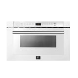 FORNO Espresso Capoliveri 24" 1.2 cu. ft. Built-In Microwave Drawer in White with Silver Handles, FMWDR3000-24WHT